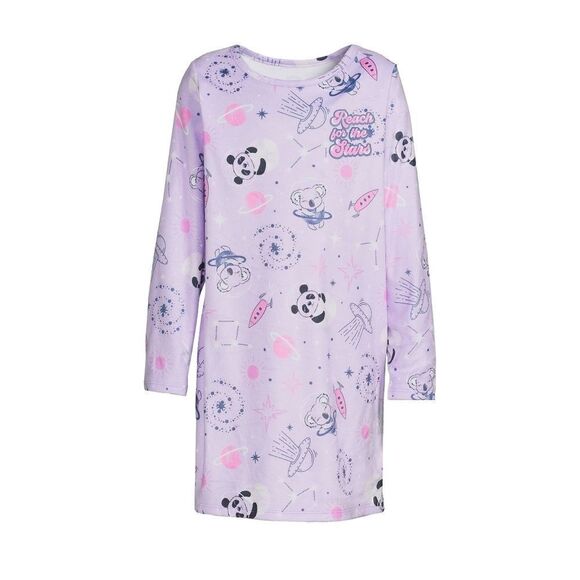 WonderNation Girls outerspace purple Long Sleeve Sleep Gown size 10 Plus - Picture 4 of 4